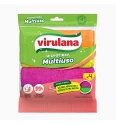 PAÑO VIRULANA MICROFIBRA MULTIUSO X4