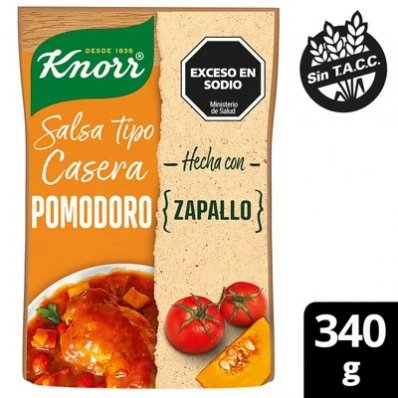 KNORR SALSA POMODORO C/ZAPALLO 340GRS SIN TACC